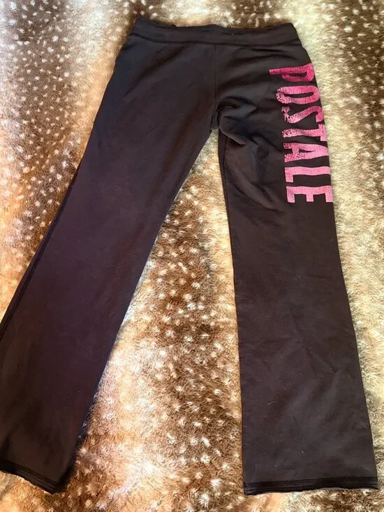 Aeropostale M Brown Low Rise Flare Fleece Sweatpants Pink “AERO NYC” Logo (Worn) - Picture 6 of 7